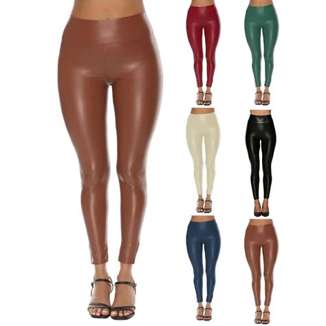 Leder Hosen Leggings Hohe Taille Frauen Sexy Elastische D Nne Push Up