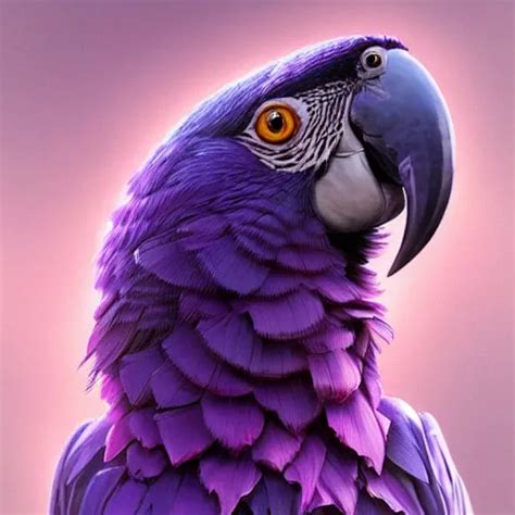 Portrait Of A Purple Parrot Upper Body Long Hair Stable Diffusion