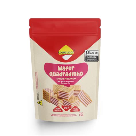 Wafer Quadradinho Lowçucar Zero Lactose Sabor Morango 60G Lowçucar