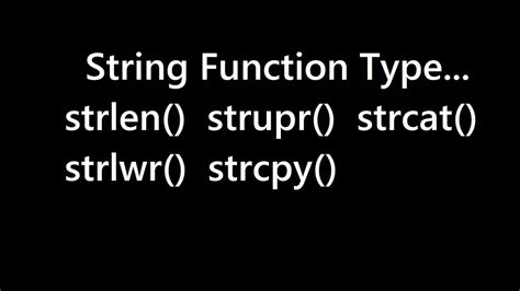 Types Of String Function In C Youtube