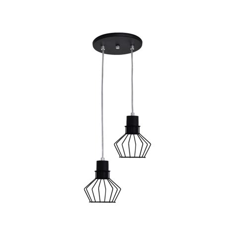 Lustre Pendente Aramado Mini Diamante 2lamp E27 Preto 3007 2 Pt