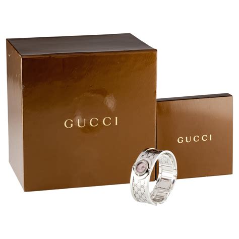 Gucci Stainless Steel Twirl Watch W Diamonds And Mop Dial W Box And Papers For Sale At 1stdibs