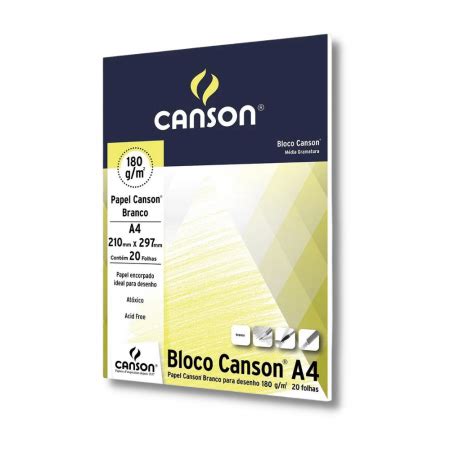 Bloco De Desenho A4 Branco C 20 Fls 180gr Canson Canson