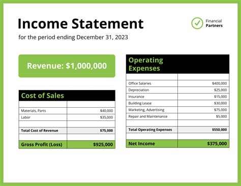 financial income statement report template venngage