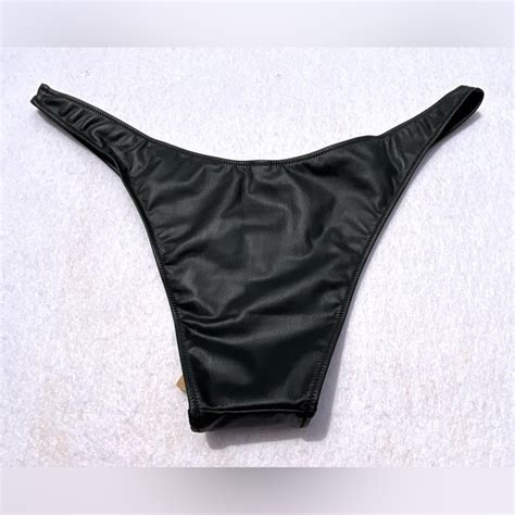 SKIMS Swim Nwt Skims Xl Micro Pleather Swim Tanga Bikini Bottom Swtan Color Onyx Poshmark