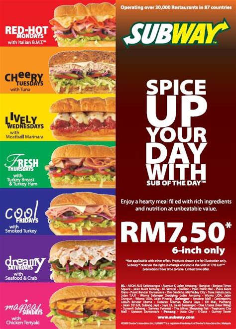 TARUC Entrepreneurship Franchise Project : Subway Malaysia Menu