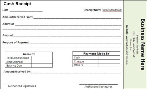 printable payment receipt  word templates
