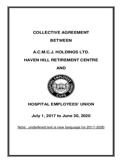 Fillable Online Collective Agreement Heabc Fax Email Print Pdffiller