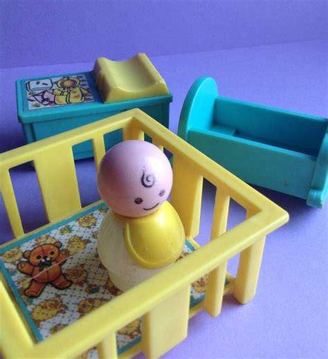 70s Fisher Price Little People Baby And Nursery 4 Piece Set Etsy