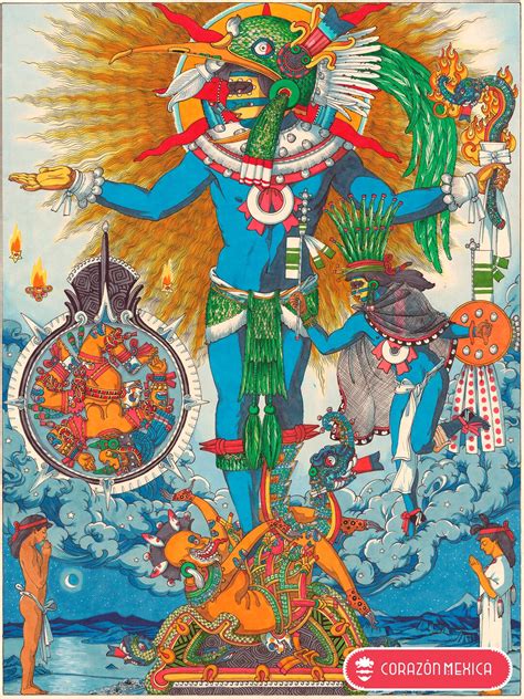 The Birth Of Huitzilopochtli Sun God Native American Aztec Mexican