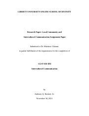 Glst Local Community And Intercultural Communication Research Paper