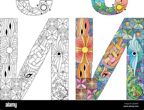 Hand Painted Art Design Letter Iy Cyrillic Zentangle Object Color And