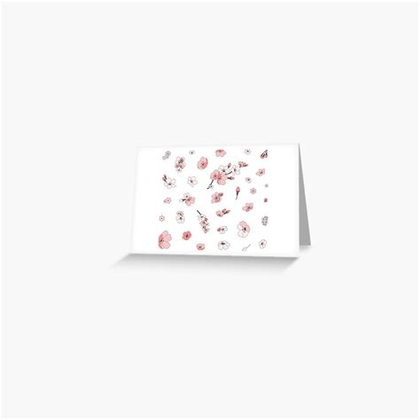 Sakura Japanese Cherry Blossom Sticker Set White Greeting Card For