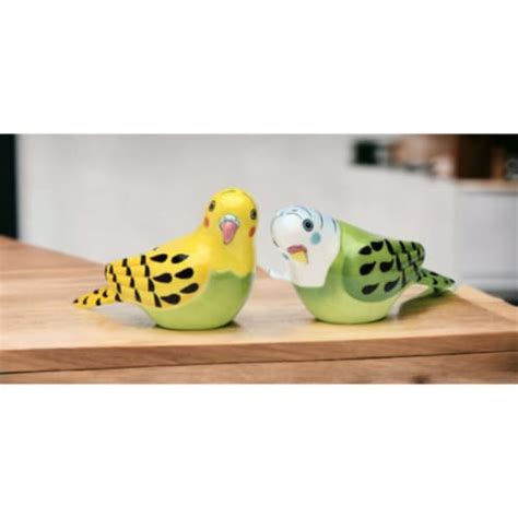 Ceramic Yellow And Green Parakeet Birds Salt And Pepper Shakers Home