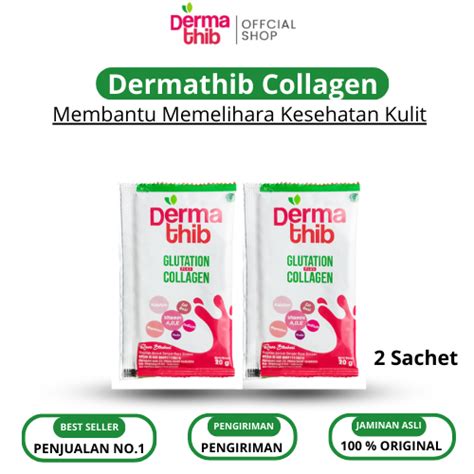 PAKET 2 SACHET Dermathib Collagen Drink Plus Glutation Minuman