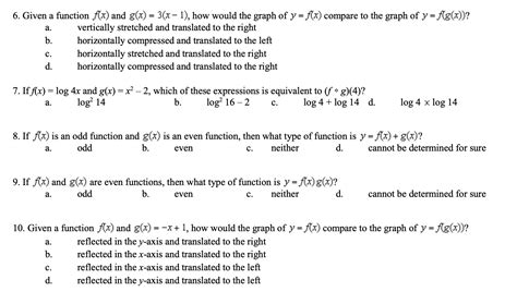 Solved 6 Given A Function Fx And Gx3x−1 How Would