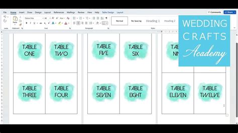 Make Wedding Table Numbers In Microsoft Word With Modern Font And Water