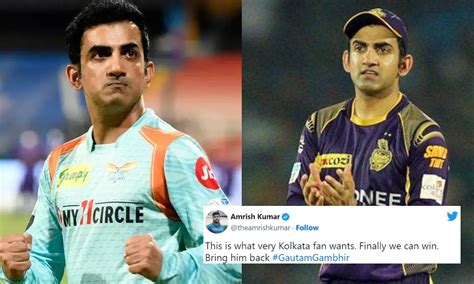 KKR Fans Went Wild After News Of Gautam Gambhir's Comeback Trended On ...