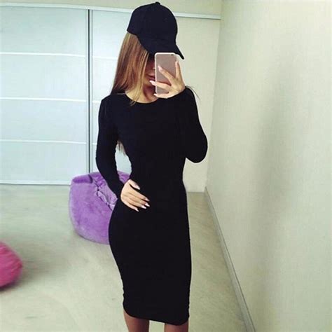 Slim Dress Morecome Women Fashion Solid Long Sleeve Slim Dress N17 Free