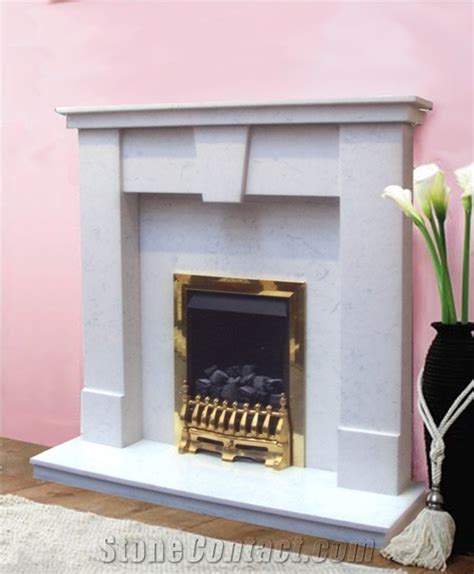 Simple Limestone Fireplace Mantel, Cream Stone Beige Limestone ...