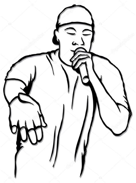 Black and white sketch of rap singer — Stock Vector © scotferdon #70240225