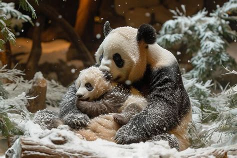 Premium Photo Two Cute Pandas Hug And Love Each Other