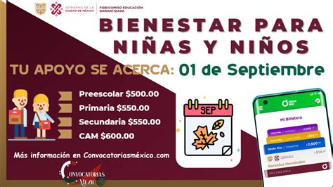 Tu apoyo a partir del 01 de septiembre Bienestar Para Niñas y Niños