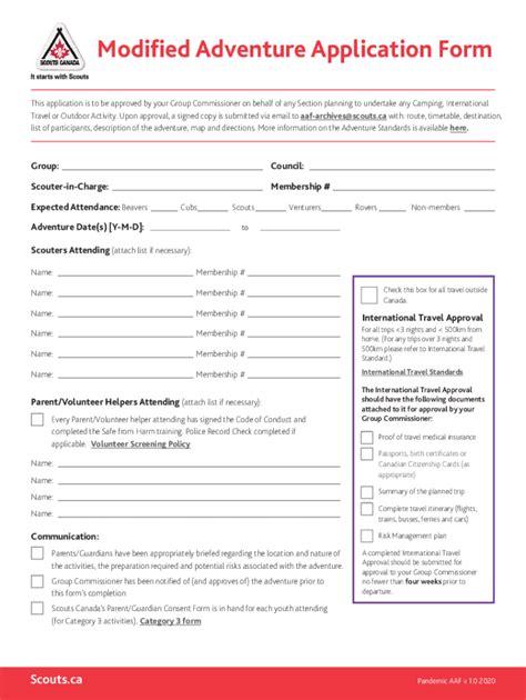 Fillable Online Adventurer Registration Form Fill Out And Sign