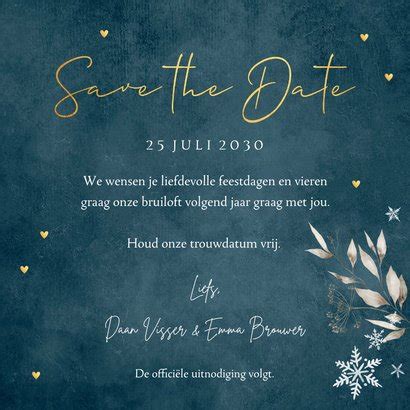 Save The Date Kerstkaart Blauw Foto Hart Kaartje2go