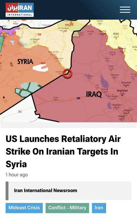 Us Launches Retaliatory Air Strikes On Iranian Targets In Syria R Newiran