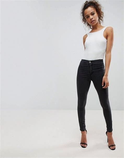 Asos Petite Asos Petite Rivington High Waist Denim Jeggings In Washed