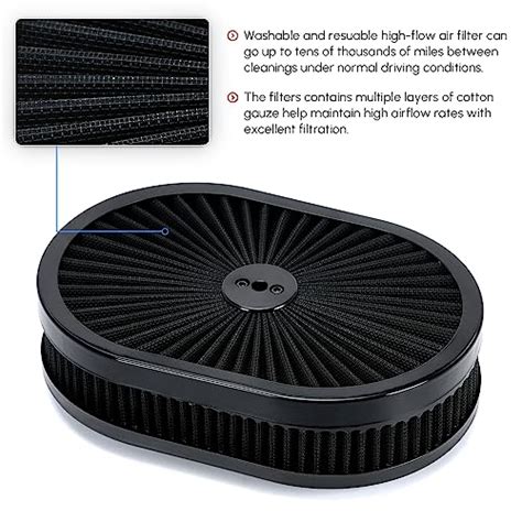 Snapklik 12x2 Oval Air Cleaner Filter Assembly 5 1 8 Carb Neck W