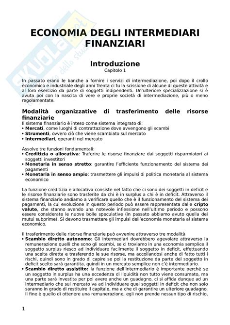 Riassunto Esame Economia Degli Intermediari Finanziari Prof Boido