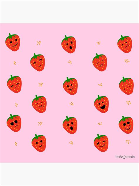 Pink Strawberry Doodle Faces Sticker By Babyjoonie Redbubble