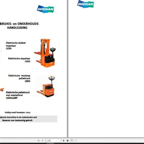 Doosan Electric Pallet Truck Ledd Leds Ledh Ledh Mp Operation And