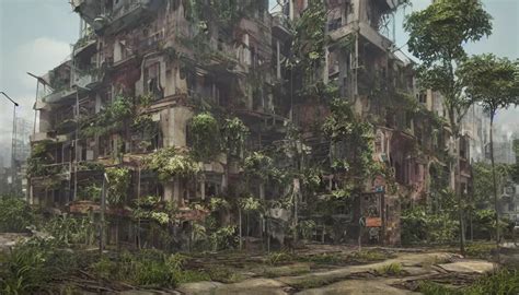 Abandoned Building Overgrown By Beautiful Plants Stable Diffusion