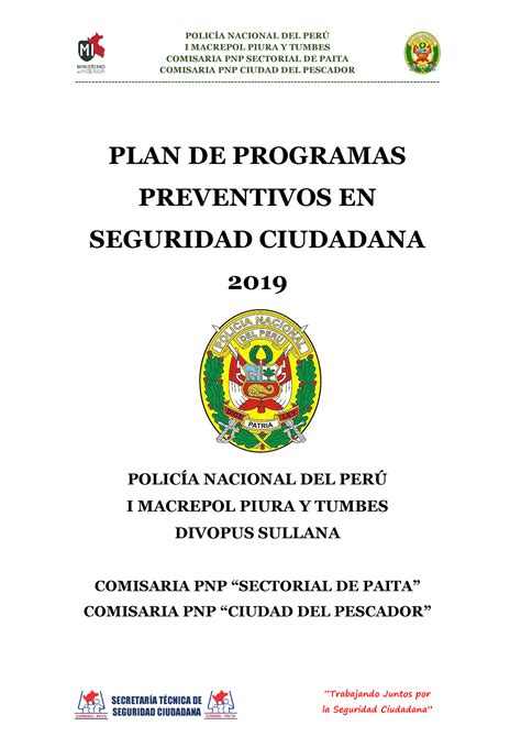 PLAN DE Programas Preventivos EN Seguridad Ciudadana 2019 I MACREPOL