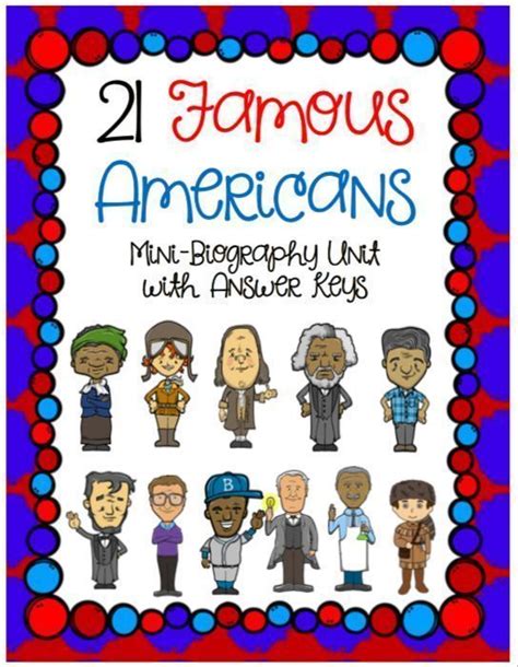 21 Famous Americans A Mini Biography Unit With Questions And