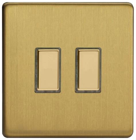 Varilight Screwless V Pro Multi Point Brushed Brass Gang Tactile