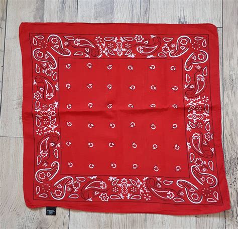 Vintage Red Paisley Design Cotton Bandana Western Style Etsy