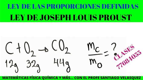 Ley De Las Proporciones Definidas Y Constantes De Proust Youtube