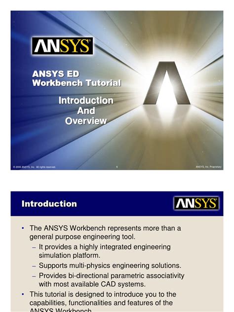 PDF ANSYS 10 1 0 Workbench Tutorial Introduction And Overview