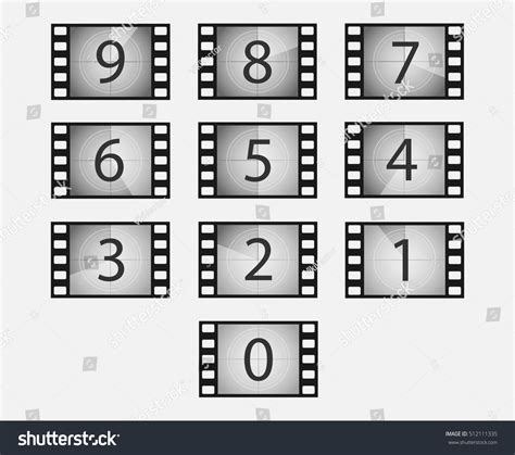 Old Film Movie Countdown Vector Set Stock Vector (Royalty Free ...