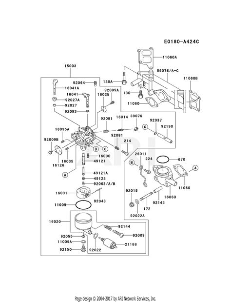 Kawasaki FD590V DS09 4 Stroke Engine FD590V Parts Diagram For CARBURETOR