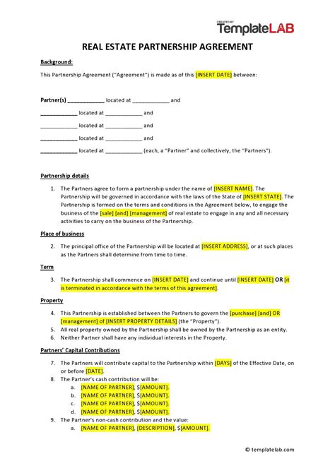 Basic Partnership Agreement Template