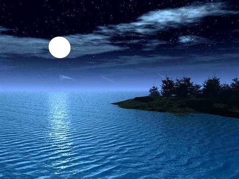 Full Moon Night Blue Moon Clouds Ocean Hd Wallpaper Pxfuel