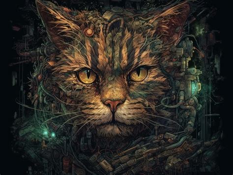 Premium Photo Fantasy Portrait Of A Cat In The Style Of Steampunk