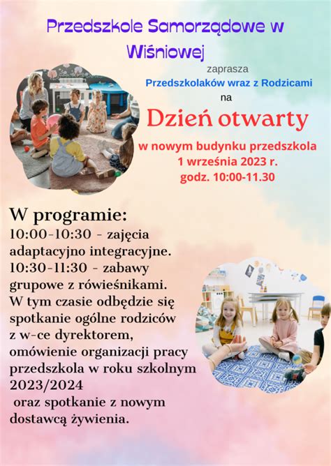 DZIEŃ OTWARTY Przedszkole Samorządowe w Wiśniowej