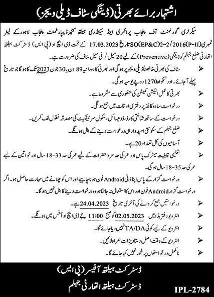 District Health Authority Dha Jhelum Jobs Job Advertisement