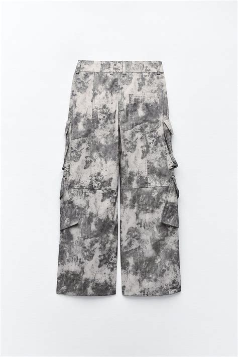 CALÇA CARGO ESTAMPA Cinzento ZARA Brasil Pantalon Cargo Cargo